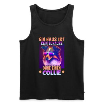 Hunde Spruch Collie Design - Männer Premium Bio Tank Top - Schwarz - Vorne - Michal (187cm)