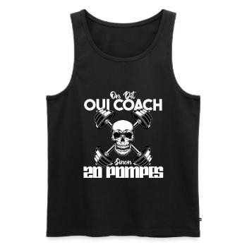 Citation entraineur humour. on dit oui coach.Coach - Débardeur bio Premium Homme - noir - Devant - Michal (187cm)