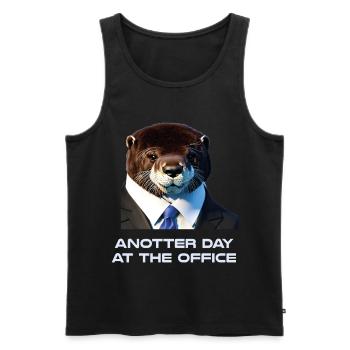 Anotter Day at the Office Funny otter saying - Men's Premium Organic Tank Top - black - Front - AI Model Male 178 light (178cm)