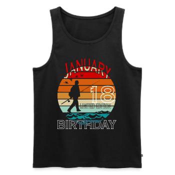18 Jahre alt, Fischer Angler Geburtsspruch - Männer Premium Bio Tank Top - Schwarz - Vorne - Michal (187cm)