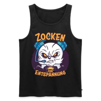 Gambling to relax panda funny saying - Men's Premium Organic Tank Top - black - Front - Michal (187cm)