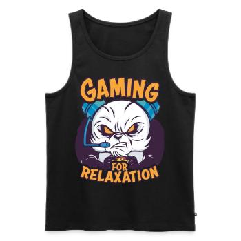 Gaming pour la détente Panda drôle de dicton - Débardeur bio Premium Homme - noir - Devant - AI Model Male 178 light (178cm)