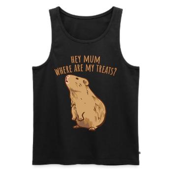 Hey Maman où sont mes friandises Cochon d’Inde 2 luxure - Débardeur bio Premium Homme - noir - Devant - Michal (187cm)