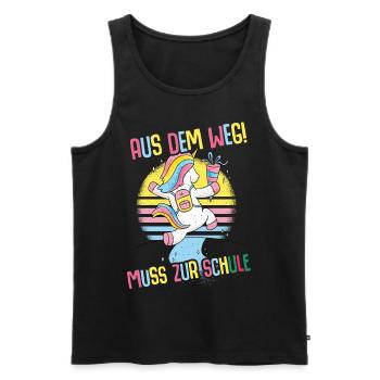 Aus dem Weg muss zur Schule Einhorn I lustiger Spr - Männer Premium Bio Tank Top - Schwarz - Vorne - AI Model Male 178 light (178cm)