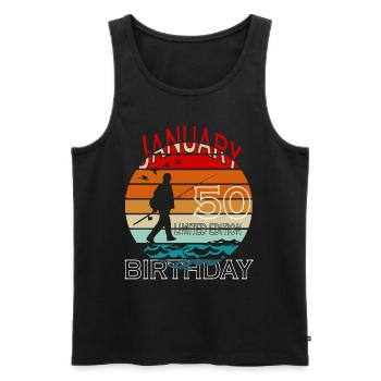 50 Jahre alt, Fischer Angler Geburtsspruch - Männer Premium Bio Tank Top - Schwarz - Vorne - Michal (187cm)