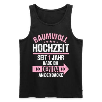 1 verheiratet Baumwoll Hochzeit 1.Hochzeitstag - Männer Premium Bio Tank Top - Schwarz - Vorne - Michal (187cm)