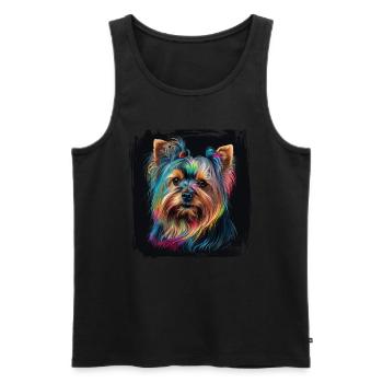 Dog Saying Yorkshire Terrier Design - Débardeur bio Premium Homme - noir - Devant - AI Model Male 178 light (178cm)