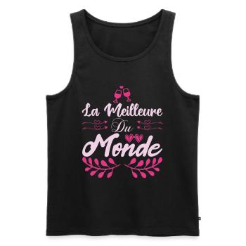La meilleur du monde. Cadeau copine cadeau d'amour - Débardeur bio Premium Homme - noir - Devant - Michal (187cm)