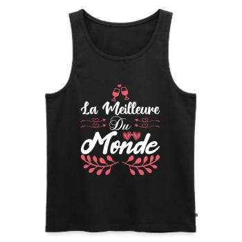 La meilleur du monde. Cadeau copine cadeau d'amour - Débardeur bio Premium Homme - noir - Devant - Michal (187cm)