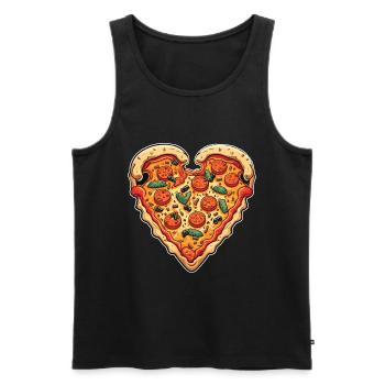 Pizza is my Valentine Fastfood Pizzaliebe Herz - Männer Premium Bio Tank Top - Schwarz - Vorne - Michal (187cm)