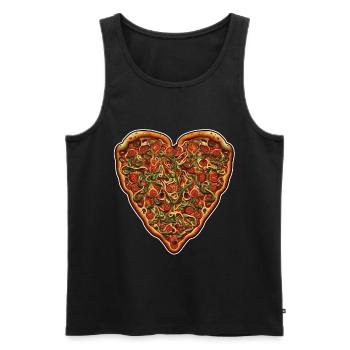 Pizza is my Valentine Fastfood Pizzaliebe Herz - Männer Premium Bio Tank Top - Schwarz - Vorne - Michal (187cm)