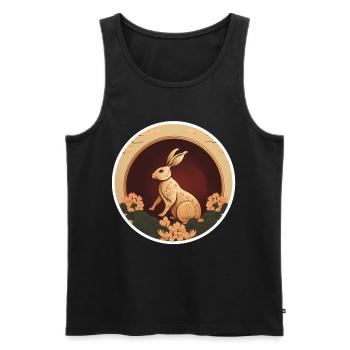 Hase China Kaninchen Chinesisches Neujahr Blumen - Männer Premium Bio Tank Top - Schwarz - Vorne - Michal (187cm)