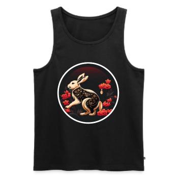 Hase China Kaninchen Chinesisches Neujahr Blumen - Männer Premium Bio Tank Top - Schwarz - Vorne - Michal (187cm)