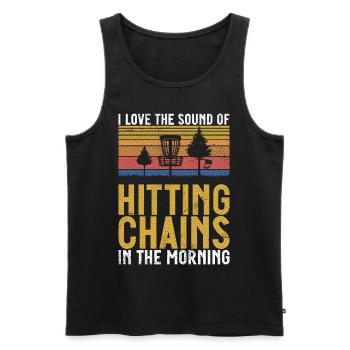 Lustiges Disc Golf & Ultimate Frisbee Spieler - Männer Premium Bio Tank Top - Schwarz - Vorne - Michal (187cm)