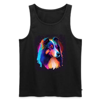 Collie Dog Saying Collie Design - Débardeur bio Premium Homme - noir - Devant - AI Model Male 178 light (178cm)