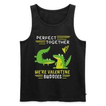 Valentine's Day, funny crocodiles, saying love-love - Men's Premium Organic Tank Top - black - Front - Michal (187cm)