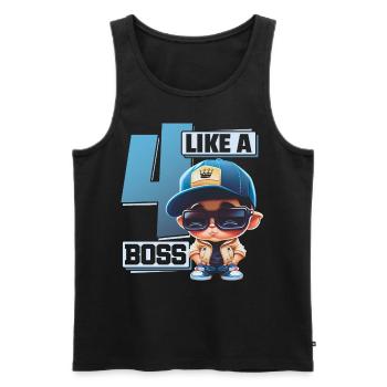 Baby 4. Geburtstag Junge Mädchen Like a Boss - Männer Premium Bio Tank Top - Schwarz - Vorne - AI Model Male 178 light (178cm)