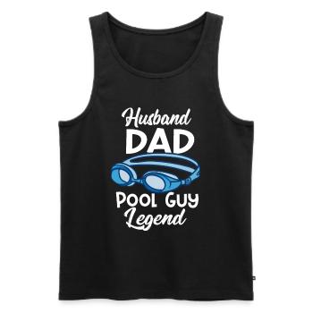Mari Papa Piscine Guy Légende Nageurs - Débardeur bio Premium Homme - noir - Devant - AI Model Male 178 light (178cm)