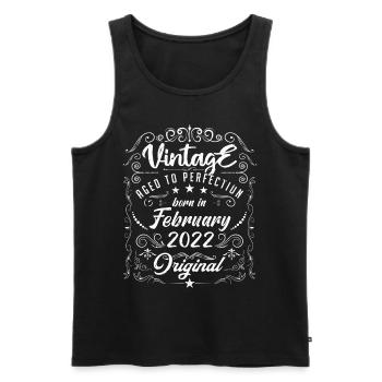 Vintage Né(e) en Février 2022 anniversaire février - Débardeur bio Premium Homme - noir - Devant - AI Model Male 178 light (178cm)