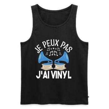 Je peux pas j'ai vinyle Cadeau amoureux de musique - Débardeur bio Premium Homme - noir - Devant - Michal (187cm)