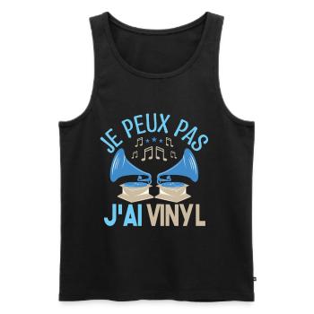 Je peux pas j'ai vinyle Cadeau amoureux de musique - Débardeur bio Premium Homme - noir - Devant - Michal (187cm)