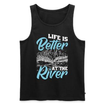 Life is better on the river - Men's Premium Organic Tank Top - black - Front - AI Model Male 178 light (178cm)