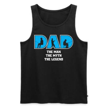Papa l’homme Le mythe La légende - Débardeur bio Premium Homme - noir - Devant - Michal (187cm)