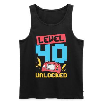 Level 40 unlocked - Männer Premium Bio Tank Top - Schwarz - Vorne - AI Model Male 178 light (178cm)