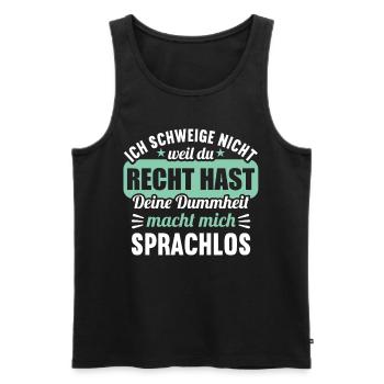 Ich schweige nicht weil du recht hast Dummheit - Männer Premium Bio Tank Top - Schwarz - Vorne - AI Model Male 178 light (178cm)