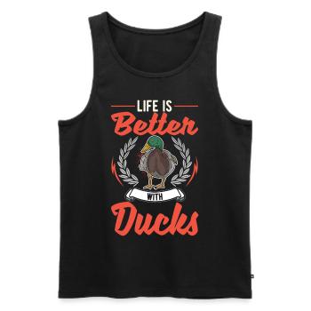 Das Leben ist besser mit Enten - Männer Premium Bio Tank Top - Schwarz - Vorne - Michal (187cm)