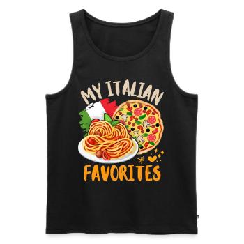 Pizza-Pasta, italienische Küche, leckeres Italien - Männer Premium Bio Tank Top - Schwarz - Vorne - Michal (187cm)