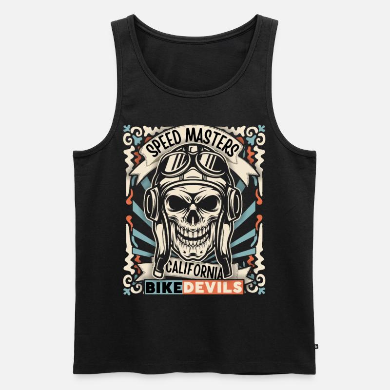 Lachender Totenkopf, Totenschädel, Biker-Skull - Männer Premium Bio Tank Top - Schwarz