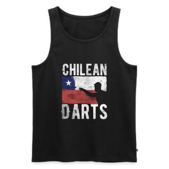 Chilean Darts Hobby Dart Player Vintage Flag - Men's Premium Organic Tank Top - black - Front - AI Model Male 178 light (178cm)
