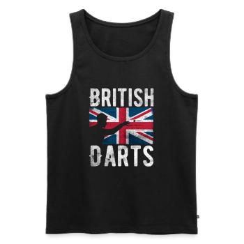 British Darts Hobby Dart Player Vintage Flag - Men's Premium Organic Tank Top - black - Front - AI Model Male 178 light (178cm)