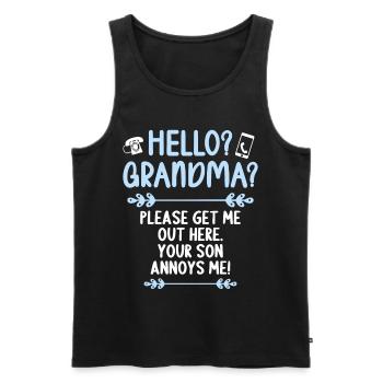 Hello Grandma please get me out of here - Men's Premium Organic Tank Top - black - Front - AI Model Male 178 light (178cm)