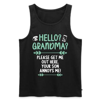 Hello Grandma please get me out of here - Men's Premium Organic Tank Top - black - Front - AI Model Male 178 light (178cm)