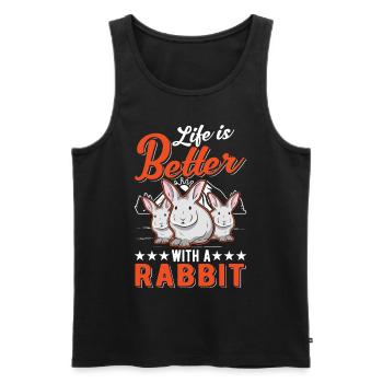 La vie est meilleure avec un Rabbit Hase Kaninchen - Débardeur bio Premium Homme - noir - Devant - Michal (187cm)