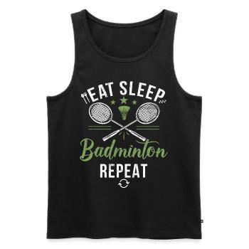 Badminton Lustiger Spruch Herren Badminton Design - Männer Premium Bio Tank Top - Schwarz - Vorne - AI Model Male 178 light (178cm)