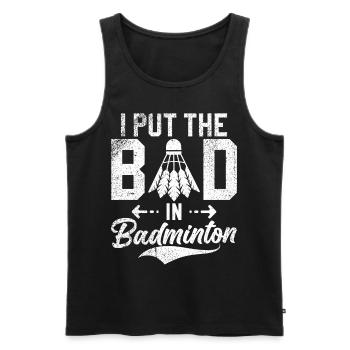 Badminton Lustiger Spruch Herren Badminton Design - Männer Premium Bio Tank Top - Schwarz - Vorne - AI Model Male 178 light (178cm)