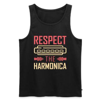 Mundharmonika Respect The Harmonica - Männer Premium Bio Tank Top - Schwarz - Vorne - Michal (187cm)