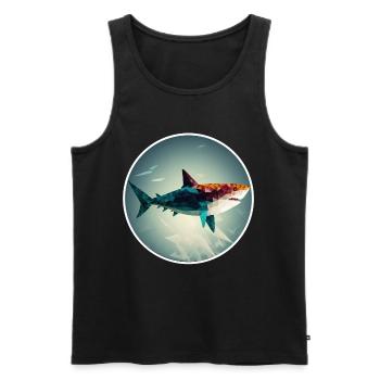 Shark Orca Polygon Geometric Underwater World Ocean - Débardeur bio Premium Homme - noir - Devant - AI Model Male 178 light (178cm)
