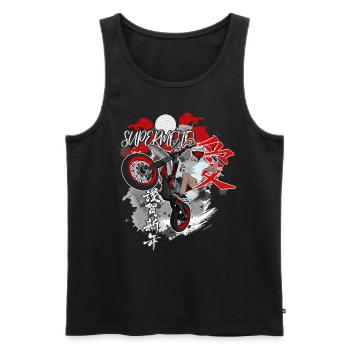 Supermoto / Supermotard / Supermoto Wheelie Biker - Débardeur bio Premium Homme - noir - Devant - AI Model Male 178 light (178cm)