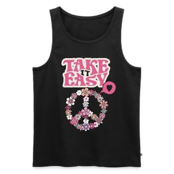 Peace Symbol with Flowers Take-it-Easy Groovy Style - Men's Premium Organic Tank Top - black - Front - Michal (187cm)