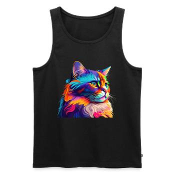 Amoureux des chats Cool Cat Design Cat Mama - Débardeur bio Premium Homme - noir - Devant - AI Model Male 178 light (178cm)
