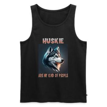 Dog Saying Huskie Design pour les amoureux des chiens - Débardeur bio Premium Homme - noir - Devant - Michal (187cm)