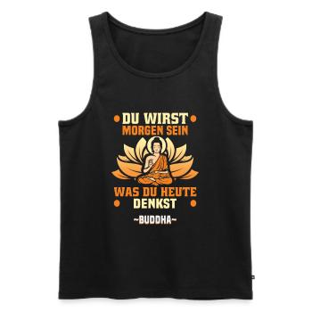 Buddhist Meditation Zen Buddha Buddhismus und Yoga - Männer Premium Bio Tank Top - Schwarz - Vorne - Michal (187cm)