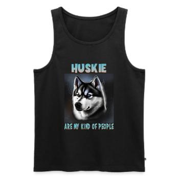 Dog Saying Huskie Design pour les amoureux des chiens - Débardeur bio Premium Homme - noir - Devant - Michal (187cm)