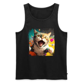 Amoureux des chats Cool Cat Design Cat Mama - Débardeur bio Premium Homme - noir - Devant - AI Model Male 178 light (178cm)