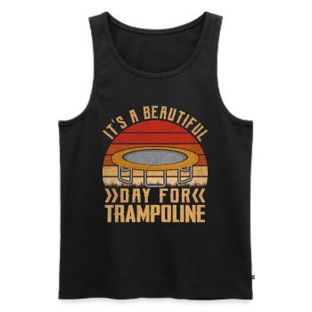 C’est une belle journée pour Trampoline - Débardeur bio Premium Homme - noir - Devant - Michal (187cm)