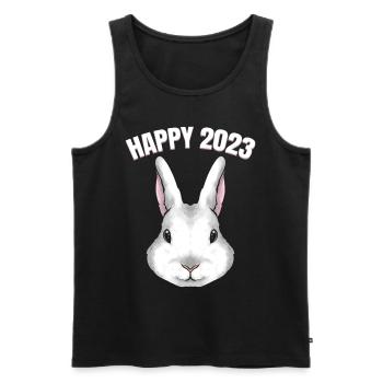 Realistic Rabbit Happy 2023 Chinese New Year - Männer Premium Bio Tank Top - Schwarz - Vorne - Michal (187cm)